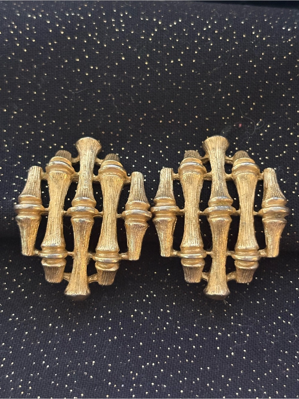 Emmons Bamboo Inspired Gold Tone Clip On Earrings